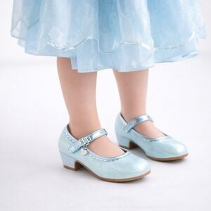 Disney Cinderella Toddler Dress Shoes Size 8 Blue Glitter Mary Jane Princess